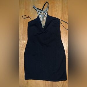 Papaya Black and Silver Backless Dress